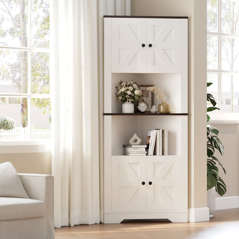 Armoire de rangement d'angle, armoire de coin Farmhouse avec porte et tablette réglable, organisateur d'armoire étroit pour salle de bain, garde-manger, salon, cuisine