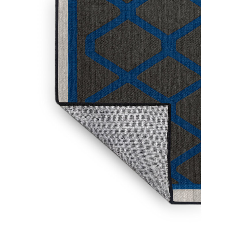 Tapis noir en treillis lavable à la machine, Rond 6 pi
