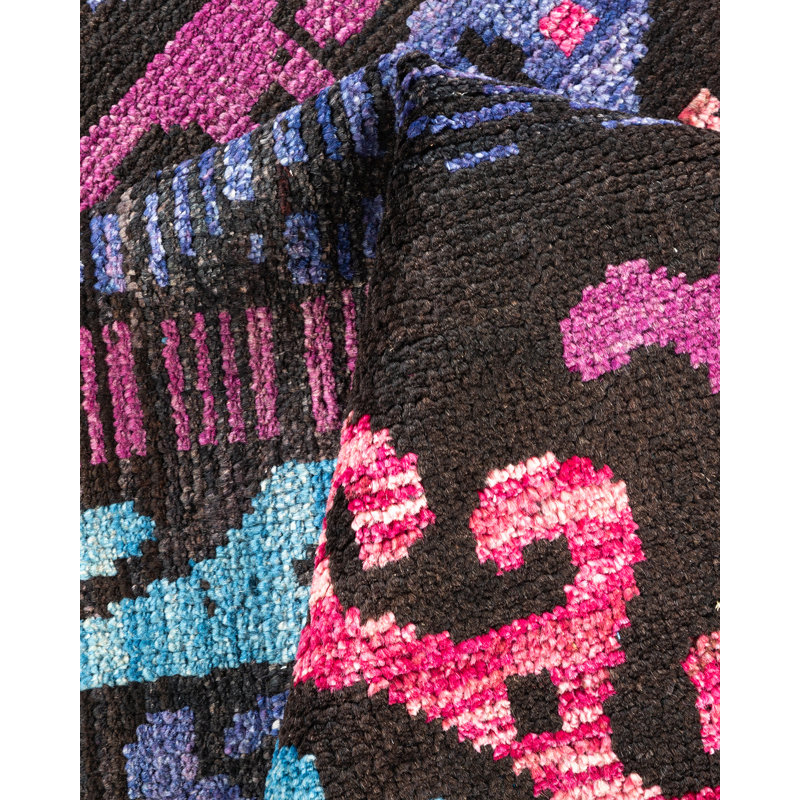 Tapis unique mauve / bleu / rose noué à la main 6 pi 5 po x 9 pi 1 po Vernabelle