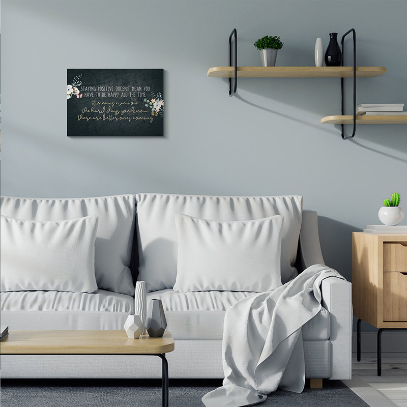 Motivation «Dist certain Stay Stay» par Kim Allen - impression d'art graphique, H 16 po x l 20 po x 1,5 po, Toile tendue