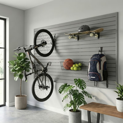 Slatwall Panel 8' X 4' PVC Gray Heavy Duty Garage Organizing System
