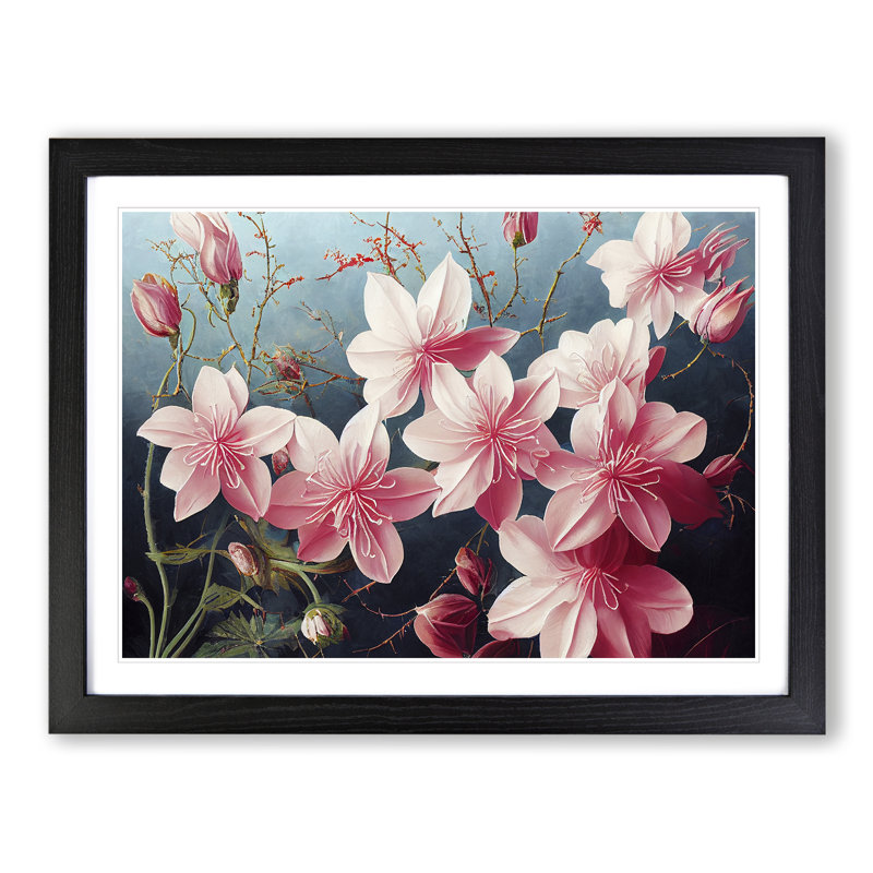 Desirable Flowers - Single Picture Frame Print, 46cm H x 64cm W x 2cm D, Black