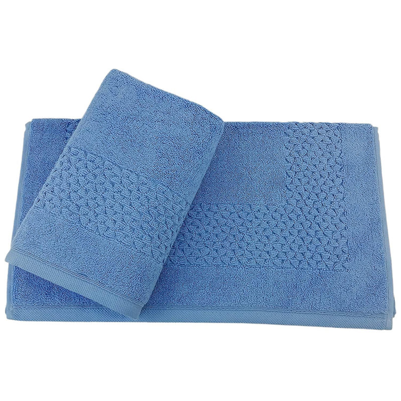 Tapis pour salle de bain en coton Depue, Bleu Cambridge