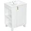 Meuble-lavabo rétro classique de 61 cm (24 po) avec lavabo en céramique lisse, structure en bois massif, porte à fermeture amortie, rangement latéral, étagères à 2 niveaux, trous prépercés pour la robinetterie, trop-plein fini, autoportant