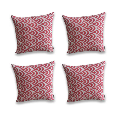 Set Of 4 Printed OutdoorOn White BasePillow Cover With INSERTS ( Set Of 4)
