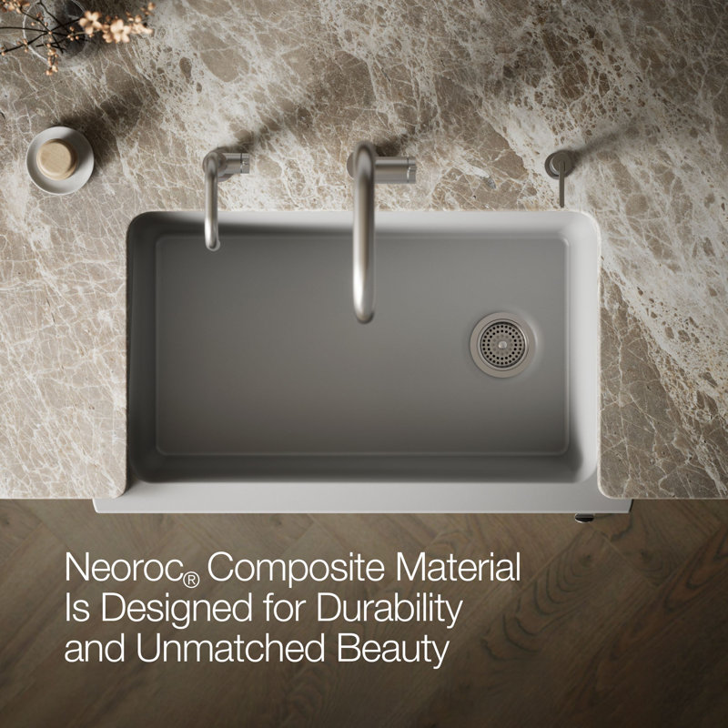 Cairn® Undermount Single-Bowl Farmhouse Kitchen Sink, Gray