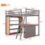 Lit mezzanine double gris avec tablettes, bureau - économisez de l'espace et organisez le lit. Comprend pour une configuration de chambre polyvalente. Fabrication solide et fiable
