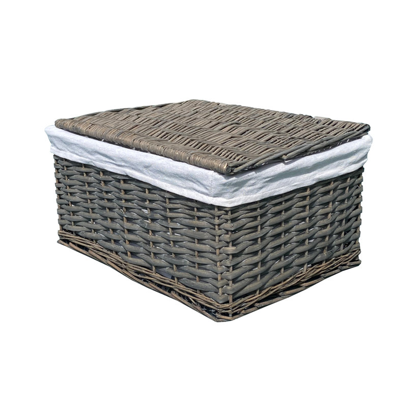 Brambly Cottage Wicker Decorative Basket, 14cm H x 35cm W x 24cm D, Grey