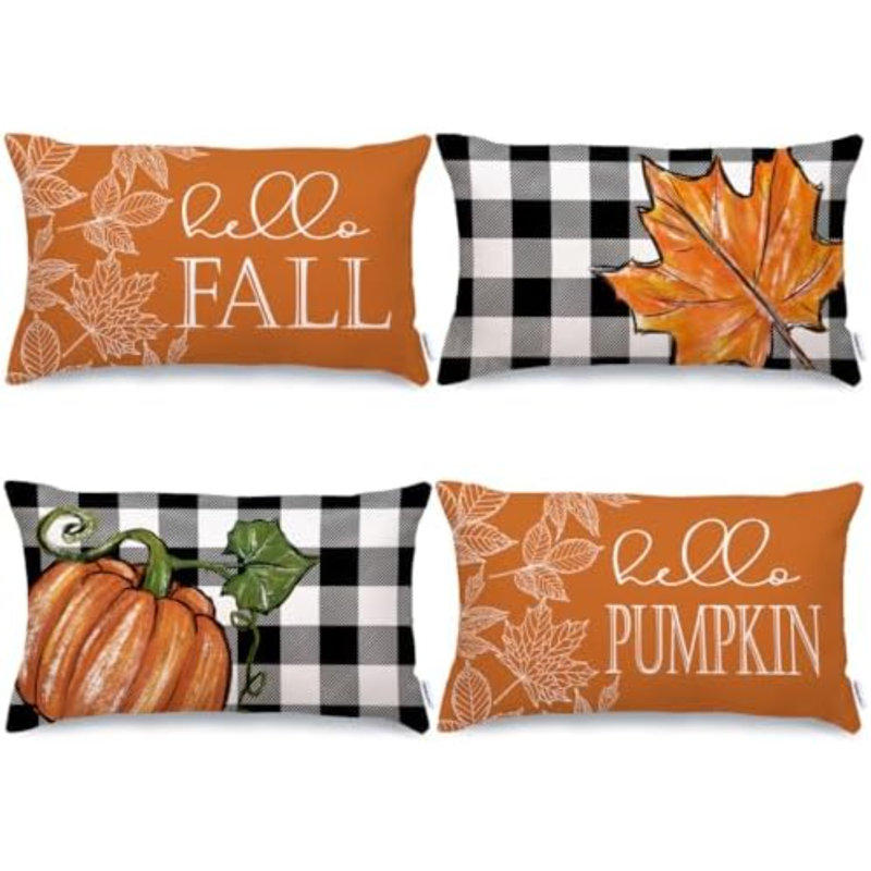 Plaid Pillow Cover, Rectangle 12" H x 20" W
