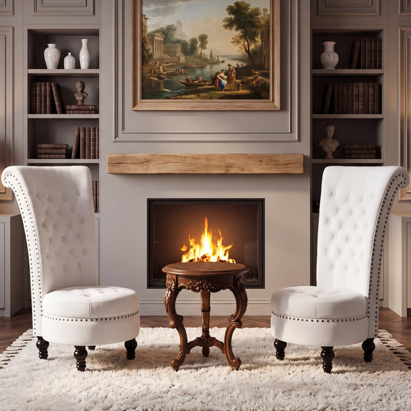 Jairaj Upholstered Accent Chair, White Velvet, 1