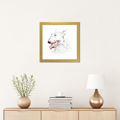 Bull terrier blanc par Edwatercolours-impression