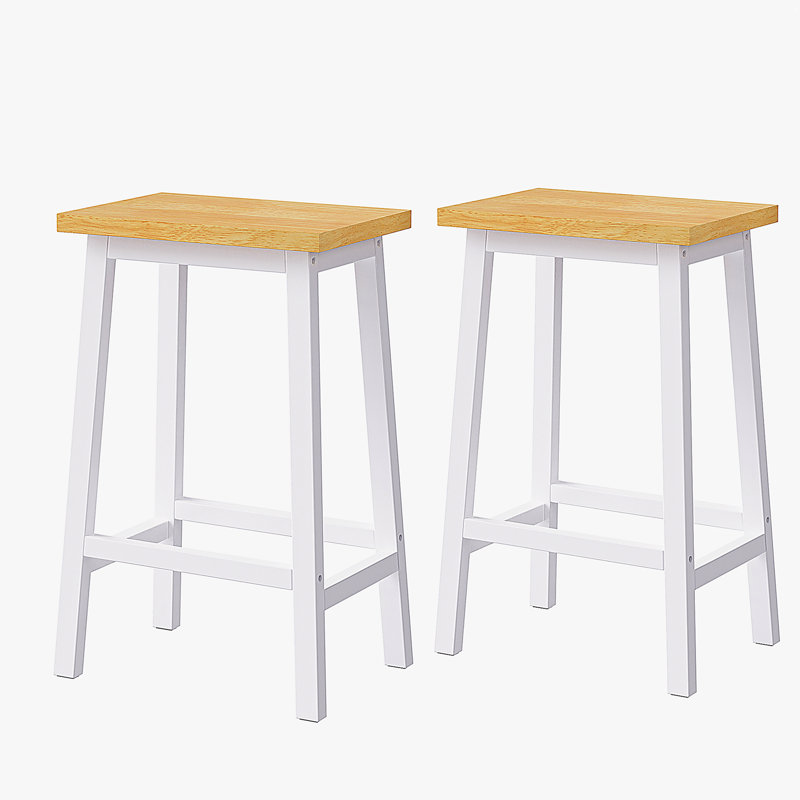 Tabourets de bar en bois massif K&K (pas cher en fer), ensemble de 2 chaises de bar de 25,6 po de hauteur, tabourets de comptoir de cuisine avec repose-pieds, tabourets de ferme pour la salle à manger, cuisine, comptoir, blanc