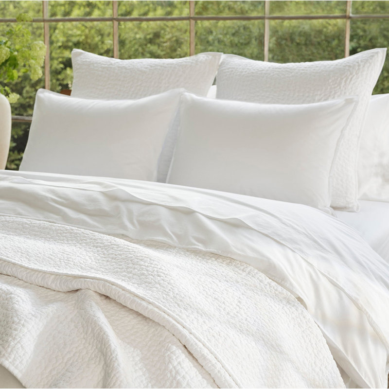 Organic Crinkled Percale Sheet Set, Alpine White, Queen Sheet Set with 2 Pillowcases