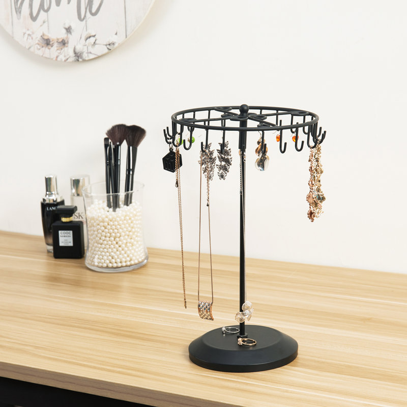 24 Hook Rotating Necklace Jewellery Stand, Black