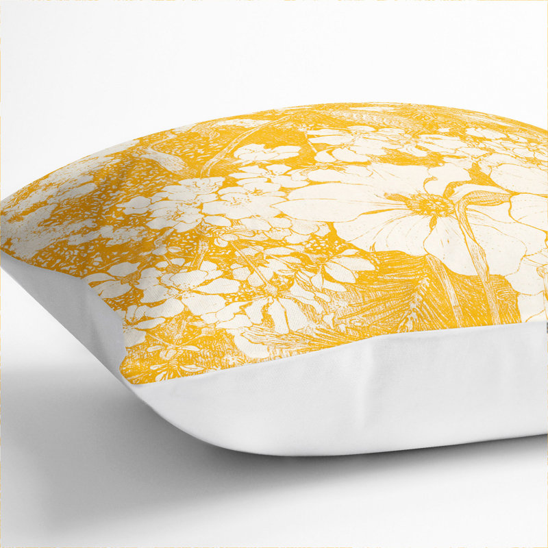 Spring Flowers Floral Scatter Cushion, 40cm H x 40cm W x 15cm D, White