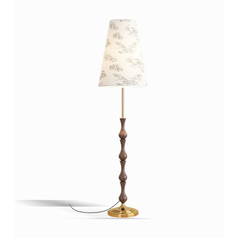 Luminaire de plancher en bois à imprimé floral