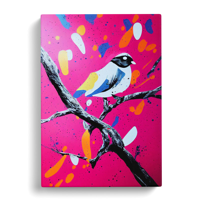 Splashed Bird No.2 Abstract - Wall Art, 60cm H x 40cm W, Wrapped Canvas, No Matte