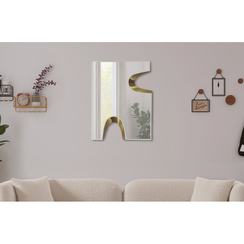 Soleil Bulow Rectangle Wall Mirror, 38" x 28", Cream/Gold