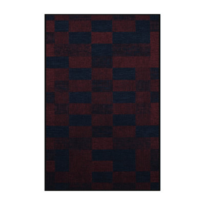 Machine Washable Checkered Gray Area Rug