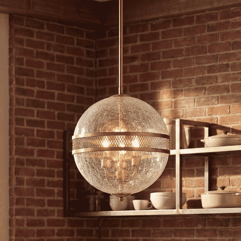 Lustre globe à 3 lumières Creswell, Étain poli