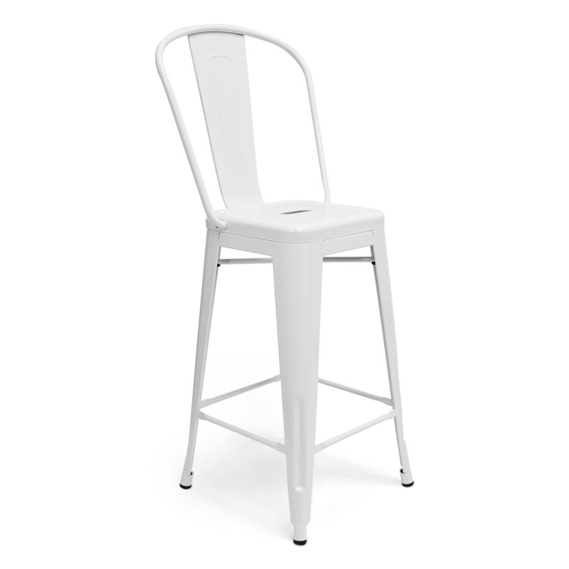 Tabouret de bar et de comptoir Gramoz, Blanc, Tabouret de comptoir (assise de 26 po de hauteur)