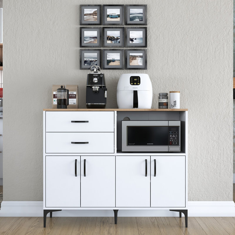 Multi-Purpose Cabinet with Numerous Shelves, White and Walnut Finish, 47.2 x 38.8 x 15.7 inches | 100% Melamine Coated E1 Quality Chipboard, Wall-Mountable Design for Extra Storage | Modern Home & Office Furniture