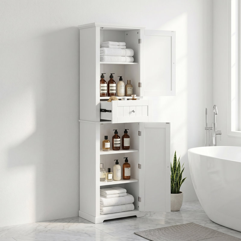 Armoire de rangement sur pied Denai, Blanc