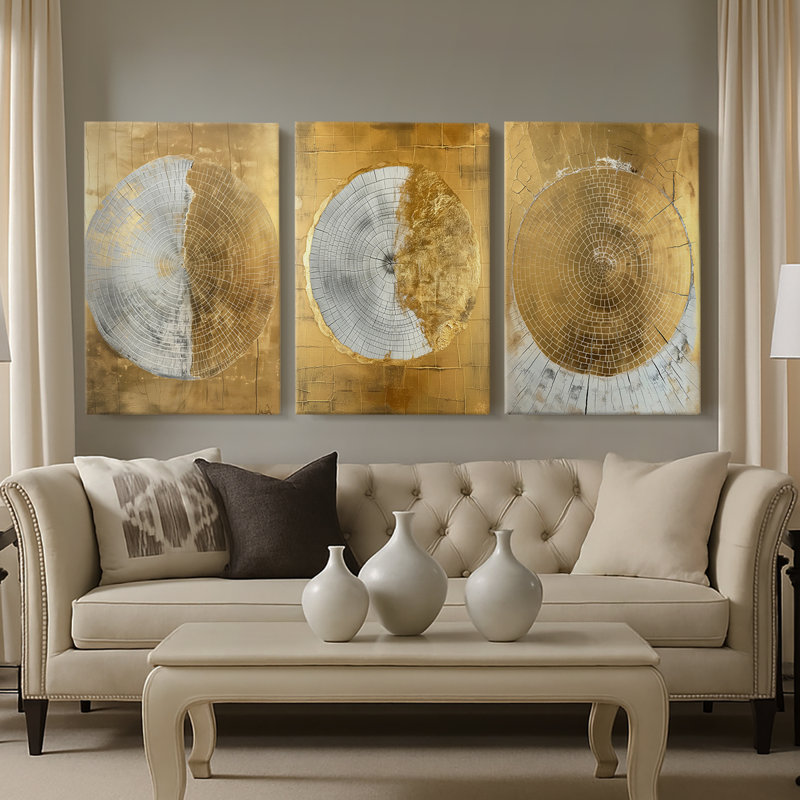 Série ABSTRACT CCXIX - Toile tendue sur mesure - 3 pièces, H 48 po x l 96 po