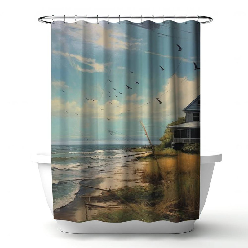 Shower Curtain CO168 – Polyester Shower Curtain, Dye Sublimation Print, 71" W × 74" L