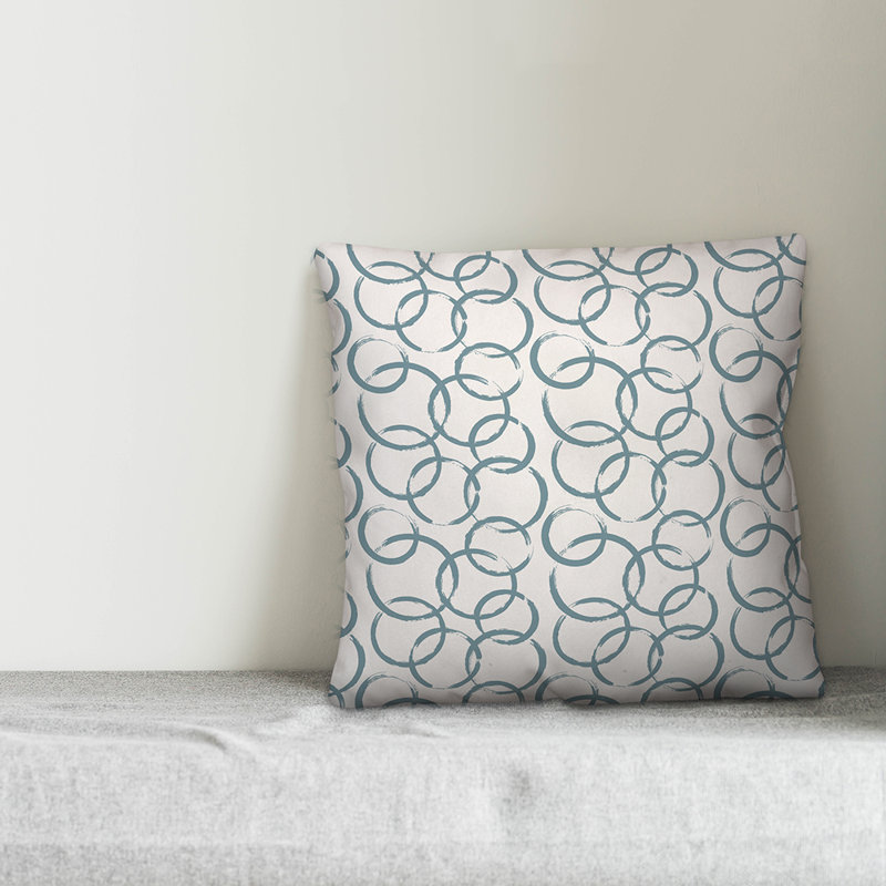 Geometric Throw Pillow, 16" x 16", White/Blue
