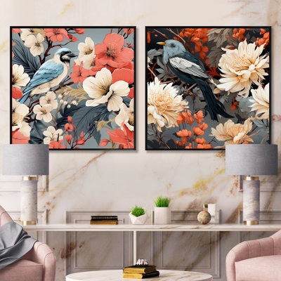 Marceau - Ensemble de 2 collages floraux carrés