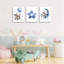 Elephant Nursery Wall Decor,Blue Moon And Stars Picture Painting,Baby Girl Room Decor,Nursery Canvas Wall Art,Cute Animal Poster Prints Set Of 3 For Bedroom 16X24 Framed
