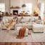 Canapé modulaire en U 130,3 po de large modulaire en chenille avec repose-pieds avec rangement-823167825