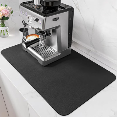 Tapis à café - noir - grand, absorbant, antidérapant pour comptoir pour machine à espresso et cuisine
