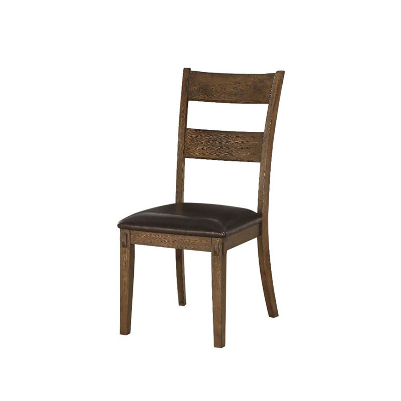 Chaise d'appoint en chêne foncé Anthani, siège rembourré en polyuréthane (2 pièces)