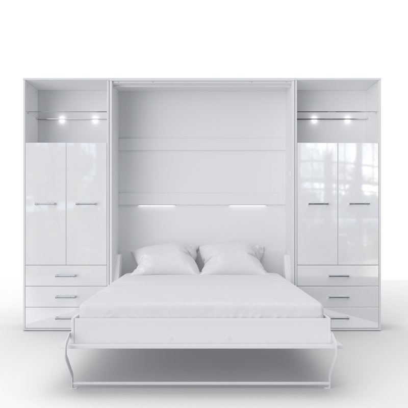 Aubri European Double Mattress Size (140cm x 200cm) Murphy Bed, White