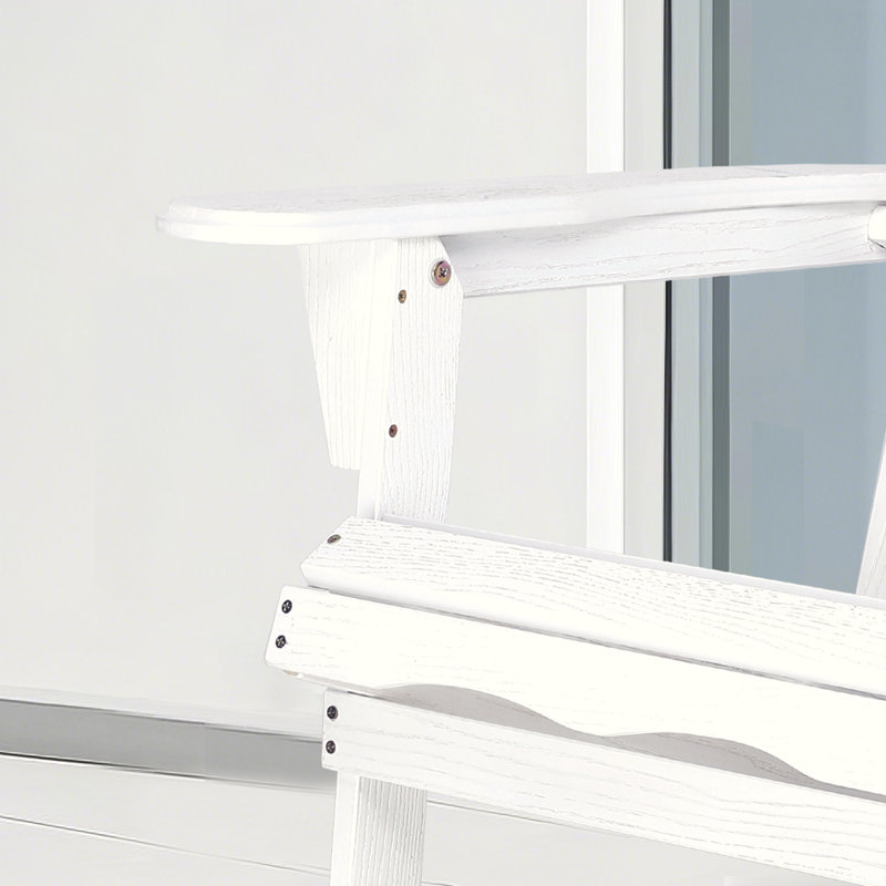Solid Wood Folding Adirondack Chair, White