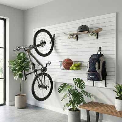 Slatwall Panel 8' X 4' PVC White Heavy Duty Garage Organizing System