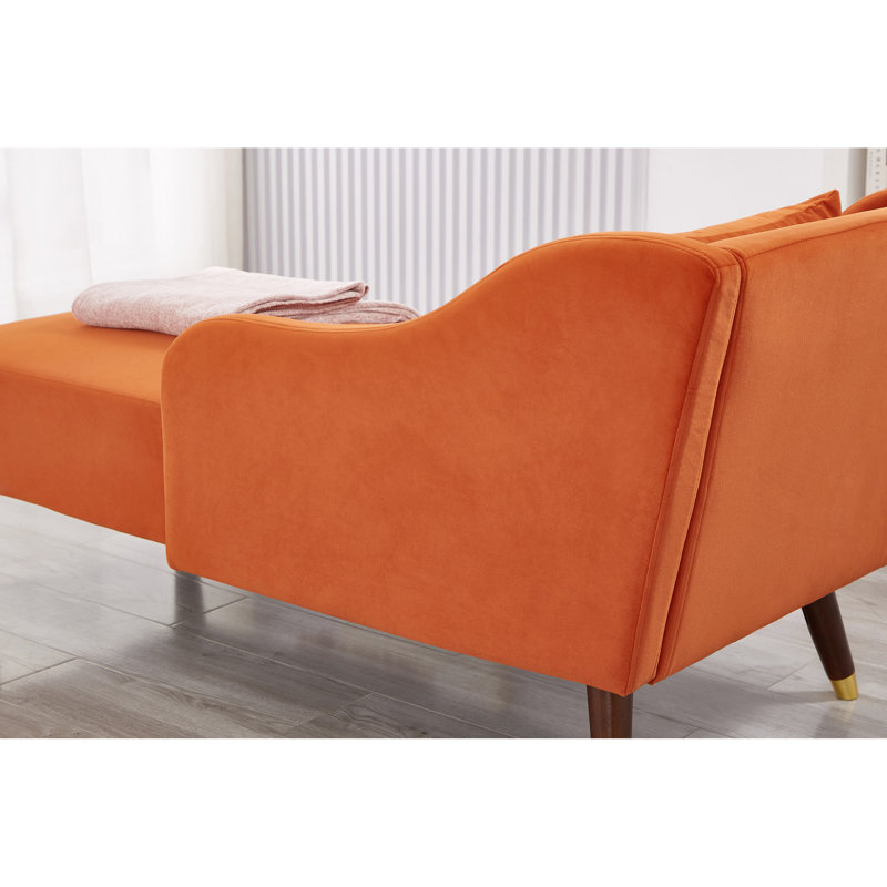 Chaise longue contemporaine en velours orange - Superbe fauteuil lounge avec revêtement doux