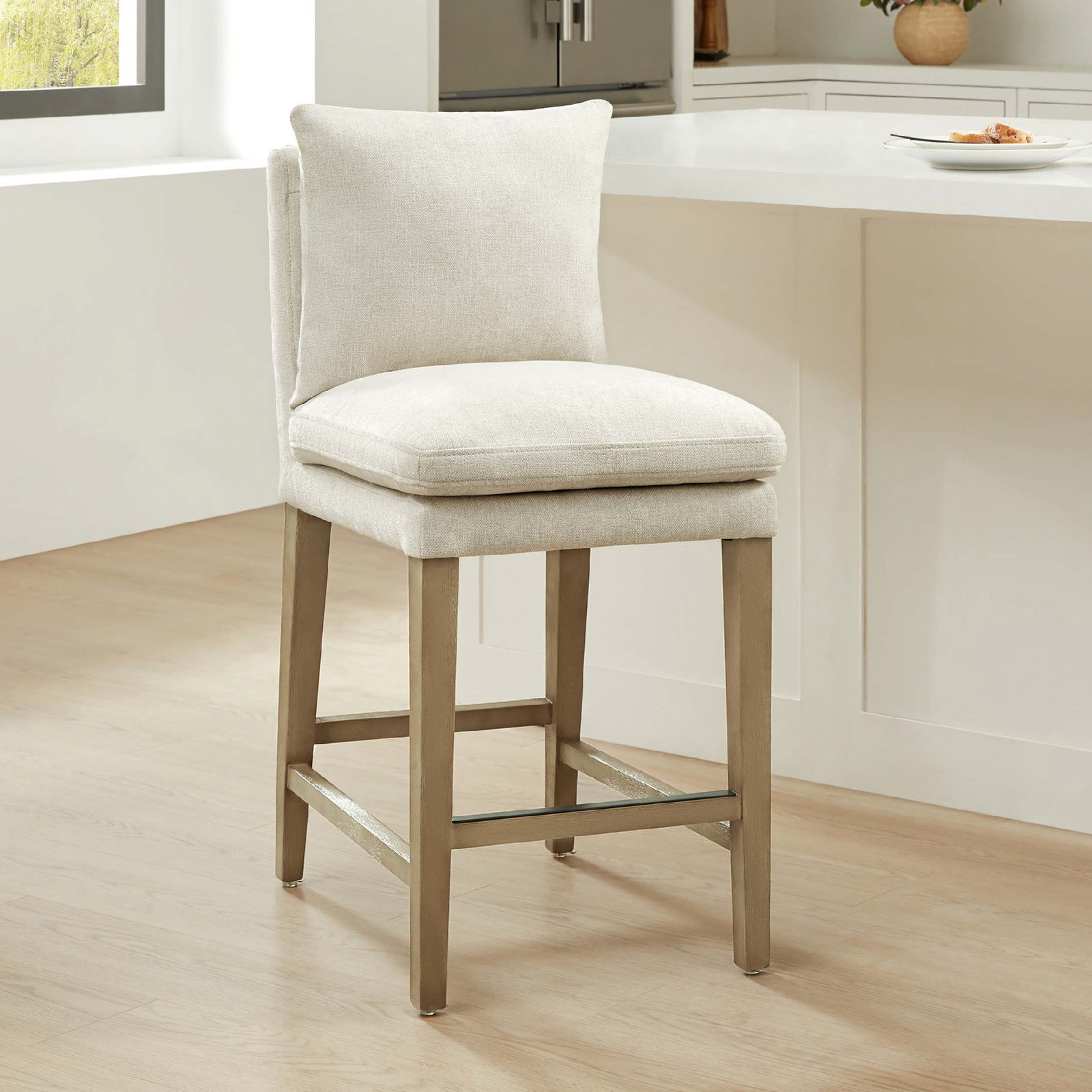 Brinley Upholstered Counter Stool, Milo Linen Chenille