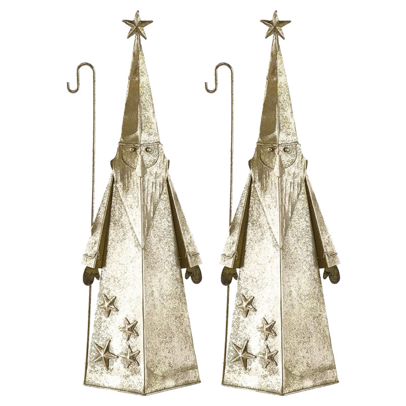 Décoration de père Noël - ensemble de 2 - 6 po x 3 po x 16,3 po - or