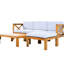 5 canapés modulaires d'extérieur avec coussins, bois naturel, gris, 2 canapés d'angle, 1 sans accoudoirs, table à thé pour un groupe de sièges spectaculaire, cadre en bois, gris