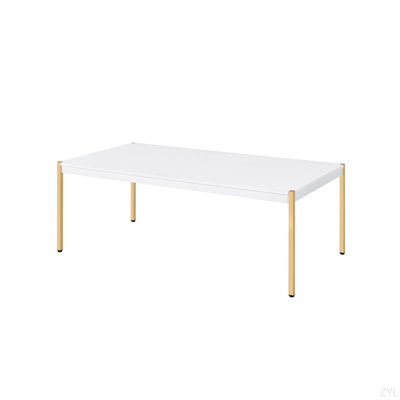 White & Gold Finish Coffee Table