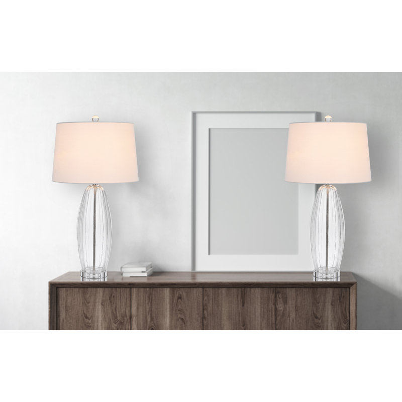 Decorative Glass Table Lamp 30 Inch Clear Glass Design With 3 Way Lighting