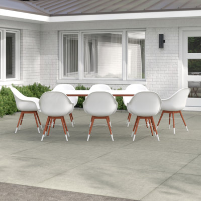 Alyisa 8 - Person Wood Patio Dining Set with Rectangular Table
