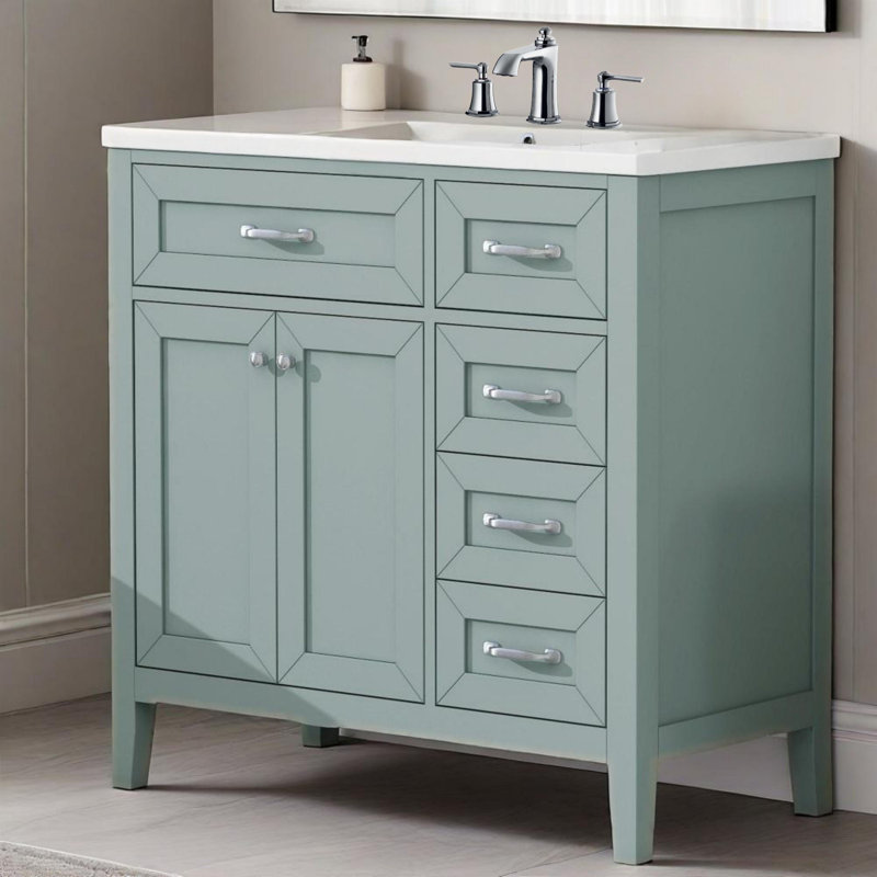 Ensemble de meuble-lavabo 36 po avec lavabo, armoire de salle de bain avec tiroirs, structure solide et panneau en bois aggloméré