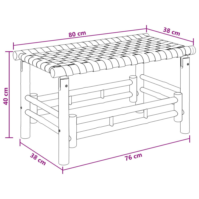Outdoor Bench, 40cm H x 80cm W x 38cm D