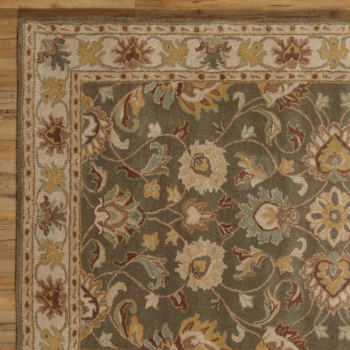 Arden Charcoal Beige Yellow Hand-Tufted Wool Rug, Square 6'