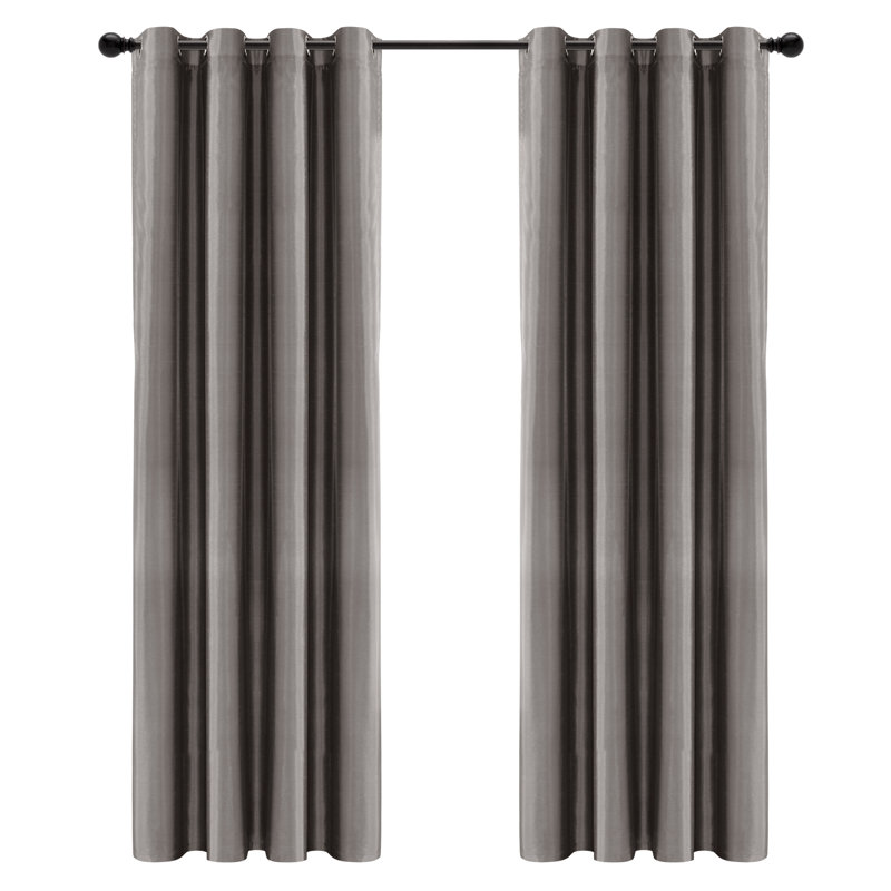 Panneau de rideau simple de couleur unie avec œillets , L 52 po x L 84 po, Gris foncé