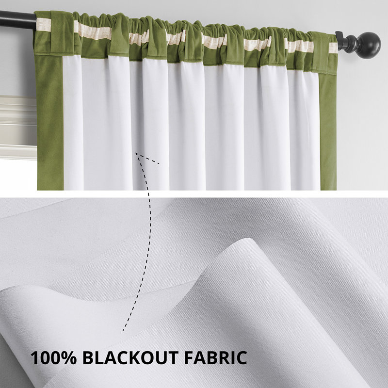 Olivia Velvet Blackout Curtain (1 Panel), Basque Green, 50" W x 120" L